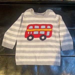 Mini boden baby sweater with British bus 6-12m